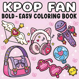 K-POP FAN Bold-easy Patterns Coloring Book for Adults Cute Drawing Book Perfect Gift for Party and Birthday