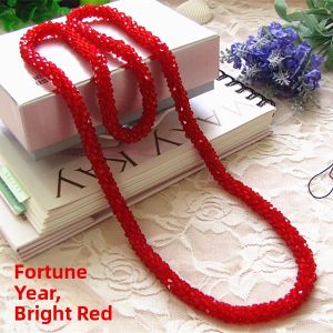Long Crystal Necklace Womens Fashion Jewelry Safe Guarding Mom Red Sweater Chain Dress Neck Chain Gift Lucky Year Present