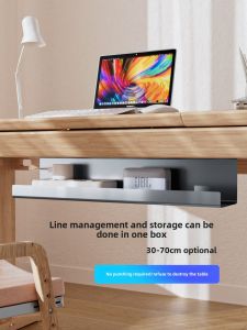 under Desk Cable Organizer Computer Table Cable Management Slot Iron Material Cable Storage Box Fixed Cable Holder Desk Essential