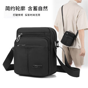 Mini Oxford Cloth Mens Backpack Waterproof Crossbody Travel Bag Korean Style Leisure Nylon Fabric Soft Handle Zipper Closure