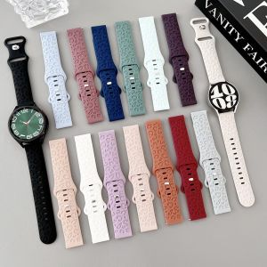 Leopard Print Strap for Samsung Galaxy Watch 6 Classic/Galaxy Watch 6/5/4/4 Classic/3 41mm/Active 2 Engraved Band 20mm Silicone Strap for Huawei Watch for Amazfit Watch