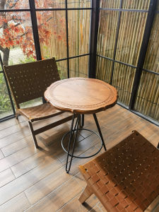 Retractable Bar Counter Coffee Table Solid Wood Iron Coffee Table Side Table Small round Table B & B Small round Table Rattan Balcony Table