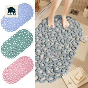 Bathroom Non-Slip Waterproof Mat With Suction CupQuick Drain Bath Rug Bathroom Massage Ring Shower Mat Ellipses Hole Carpet