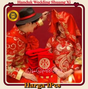 (1PCS) HANDUK SHUANG XI BORDIR IMPORT PREMIUM / HANDUK MERAH NIKAH PAI TU / HANDUK SANGJIT PHANG TEH / HANDUK SOUVENIR PERNIKAHAN / RED TOWEL WEDDING / HMK8825