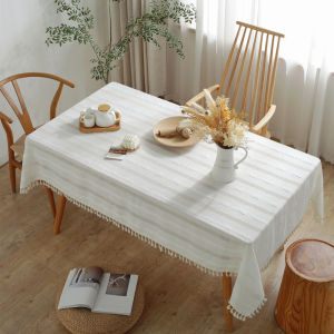 Tablecloth Dining Table Coffee Table Cloth Polyester Jacquard Braid Hollow Tassel Tablecloth Striped Lace