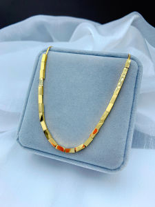 Titanium Steel Snake Bone Chain Necklace Womens Summer Trendy Light Luxury Clavicle Chain Small Square Block Design