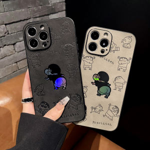 【Hot】Premium Leather Phone Case Multiple Crayon Shin-chan Patterns Laser Effect For iPhone 11 12 13 14 15 16 17 Series
