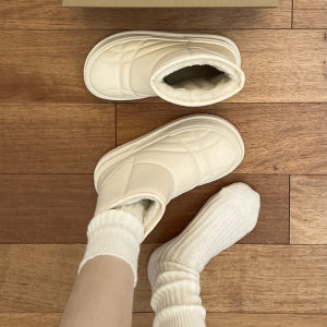 Thick Bottomed Fleece Lined Winter Snow Boots Womens Style Thickened Warm Casual round Toe Short Tube Rubber Outsole Boots