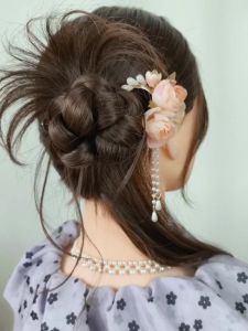 Bàn Cờ Tóc Hoa Hồng Trung Hoa Ngọt Ngào Phong Cách Mới Tua Rua Hình Chữ U Phụ Kiện Tóc Hanfu Phong Cách Truyền Thống Trung Quốc