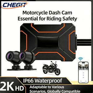 Motorcycle Dual 2K DVR 1080P Hidden Smart Connect Action Camera Recorder Front & Rearview WiFi Waterproof Motorcycle DashCam