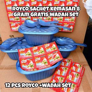 saebah promo bumbu penyedap rasa Royco sachet kemasan 8 gr+wadah set