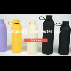THERMOS BOTOL VACUM TERMOS TAHAN PANAS POLOS TALI PENDEK STAINLESS SUS 304 KAPASITAS 450ML KODE 275