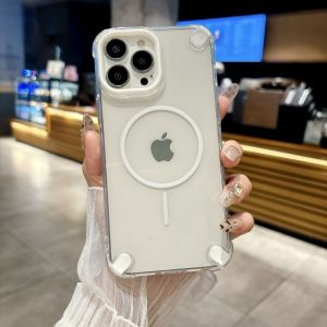 Anti-Fall Quad Corner Magnetic Absorption Phone Case for Apple 16Promax 14ProMax 15PM 12Promax 13 Simple Stylish Protective Cover