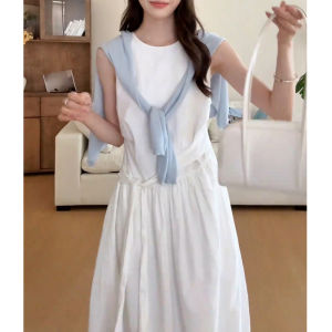 AICAILIN | Đầm Không Tay Trắng Elegante Mới Hè