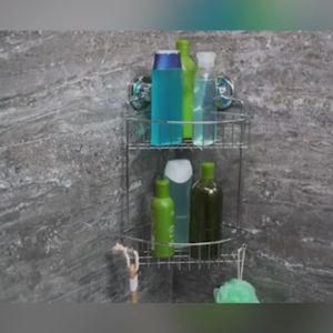 ชั้นวางของเข้ามุมติดผนัง สแตนเลส 304 แท้ ชั้นเข้ามุม 2 ชั้น ย้ายได้ ไม่ต้องเจาะผนัง ไม่ต้องใช้สว่าน ใช้เพื่อเป็นชั้นวางของในห้องน้ำ ชั้นวางของในห้องครัว คอนโด Shelving rack Bath Shower Caddy Suction Cups ตะกร้าติดผนัง ชั้นวางของติดผนัง