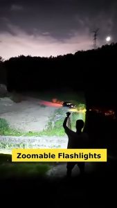 Strong Light Telescopic Zoom Flashlight Light With Side Light Type-C Rechargeable Waterproof 3 Modes Battery Super Bright