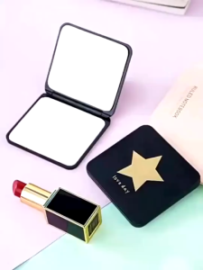 Anabelle Cermin Mini Travel Size 2 sisi Lipat Cermin Persegi Polos Kaca Make Up Kaca Rias Portable