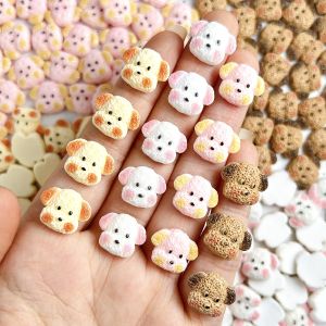 20PCS Kawaii 4 สีเรซิ่นลูกสุนัขเล็บ Charms 3D น่ารักการ์ตูนย่น Face สุนัขตกแต่งเล็บอุปกรณ์เสริมสําหรับเล็บ DIY