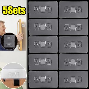 10Pcs Adhesive Wall Hooks Screw Sticker Traceless Photo Frame Hooks Sticker No Drill Punch-Free Wall Nails Strong Hook