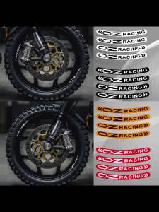 4Pcs/set Wheel Stickers 17Inch OZ Racing Motorcycle Mags Reflective Decal Rally Racing Hub Spokes on 2 Sides Car Accessories