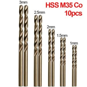10pcs Coated Cobalt Drill Bits HSS High Speed Steel Drill Bits Set Tool Multi Function Metal Drills Power Tools Woodwor
