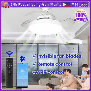 Smart Ceiling Fan with Light Modern App Control Invisible Blade Fan Ceiling Fan Light Inverter Ceiling Fans for Living room Bedroom Dining E27 Universal Base Electric Fan Socket Fan Timer 3000-6500K 85-265V 50-60Hz