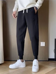 Trendy Mens Fleece Lined Cuffed Sports Pants Casual Slim Fit Autumn Winter Fashionable All-Match Leisure Trousers