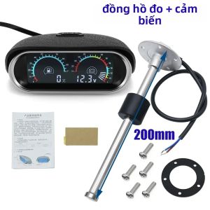 RYSJM | 2in1 Đồng Hồ Đo Mức Nhiên Liệu Vôn Kế Xe Ô Tô Đồng Hồ Đo Với Cảm Biến Phao Nhiên Liệu 125-550 Mm Màn Hình LCD Kỹ Thuật Số Ô Tô Đồng Hồ Đo 12V