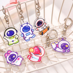 FELICE🔥 Cartoon Astronaut Key Chain Cute Acrylic Small Gift Spaceman Pendant Student Bag Decoration Keychain