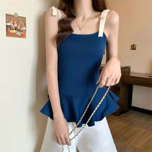 Korean Style Stylish Versatile Ribbon Vest & Sweet Slim Fit Camisole Top