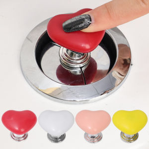 Heart Shaped Auxiliary Toilet Press Button Flush Press Avoid Touching Toilet Lid Handle Self-Adhesive Cabinet Door Handle