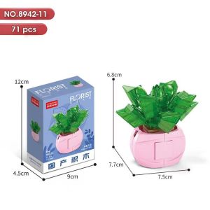 ต้นไม้โมเดลปลูกในถ้วยบล็อกโมเดลดอกไม้เทียมสำหรับตกแต่งโต๊ะของเล่น ของขวัญสำหรับผู้ใหญ่และเด็ก 5 ปีขึ้นไป