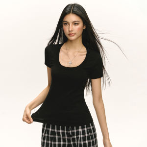 Ariseism American Style Basic Slim Fit Short Sleeve T-Shirt Women Summer New Solid Color Versatile Slimming Top Streetwear