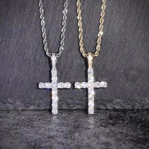 Huitan Fashion Cross Shaped Women Pendant Necklace Long Chain Inlaid Shining CZ Charming Lady Party Accessories Special Jewelry