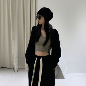 น้ําแข็งถักบาง ผ้าไหม Wrap คาร์ดิเกน ผู้หญิง ฤดูร้อน แจ๊กเก็ตมี สายคล้อง เสื้อกั๊ก เสื้อท่อนบน คอวี แขนค้างคาว ความยาวสั้น หลวม Fit