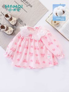 Hamqi | Áo Sơ Mi Cotton Màu Hồng cho Bé Gái Mùa Xuân & Thu