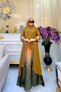 nisha gradasi 3 in 1 by ummina // gamis set outer gradasi by ummina