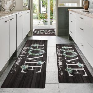 Bohemian Floral Three-Piece Kitchen Mat Set Household Dirt-Resistant Wear-Resistant Combination Kitchen Rug Carpet 波西米亚花卉三件套厨房地垫 家用耐脏耐磨组合厨房地毯 FUNIANQI