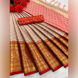 Rai[Lady] (ready stock) Pure Mercerised Cotton Lichi Silk Sarees (LMR006)