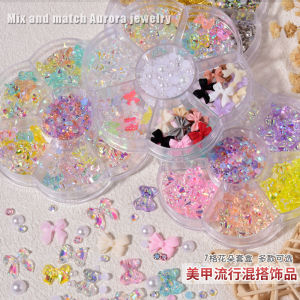 Nail Art Decorations Pearl Rhinestone Aurora Butterfly Bear Mixed Box Nail Accessories Popular Beauty Tools from China