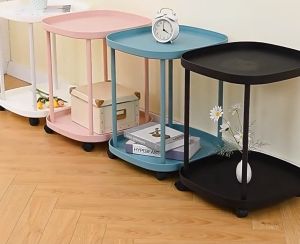 BaanD ชั้นวาง ชั้นวางของ ชั้นวางของมีล้อ โต๊ะกาแฟ ชั้นวางพลาสติก ชั้นวางของมินิมอล โต๊ะข้างโซฟา โต๊ะข้างเตียง สีพาสเทล ชุดของ 10 หนัง