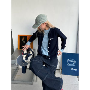 สตรีทสไตล์ แฟชั่นขี้เกียจถักคอกลม เสื้อสเวตเตอร์ ผู้หญิง ต้นฉบับ ดีไซน์ ฤดูใบไม้ร่วงใหม่ คอลเลกชัน สองชิ้นปลอม เสื้อท่อนบน