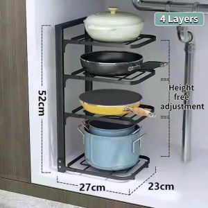 Cabinet Shelf Organizer Stainless Steel Pot Organizer Rack Kitchen Storage Rack Pot Cover Rack Pot Organizer Storage Rack Multipurpose Rack