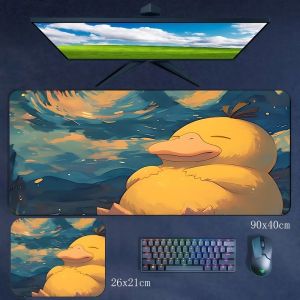 Potdemiel | Kích Thước Lớn Pokémon Pasyduck Miếng Lót Chuột Cao Su Độ Nét Cao Chống Trơn Trượt Chống Bụi Bẩn Bàn Phím Máy Tính Bàn Thảm Đa Kích Thước
