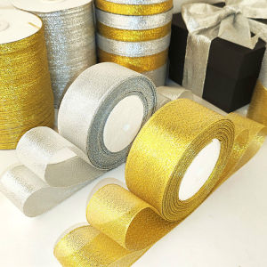 25Yards Metallic Glitter Ribbon Double Face Satin Fabric For Gift Wrapping Birthday Christmas Wedding Party DIY Craft Decoration
