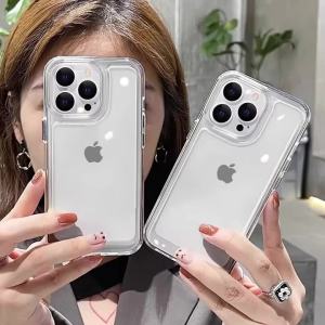 Phone Case For iPhone 17 Air 16 15 14 7 8 Plus 13 12 11 Pro Max Clear Bumper Hard Silicone Luxury Transparent Shockproof Cover