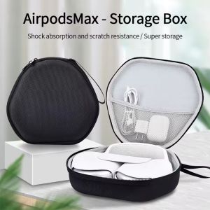 Headphone Carrying Case Shockproof Headset Pouch Capacity Handheld Earphone Container Company Travel Supplies Black