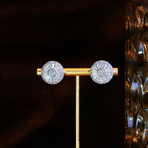 SEQUITO Elegant Modern Brides Clothes Jewelry Silver Plated Inlay AAA Zirconia Round Stud Earrings Engagement Gift SE1077