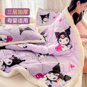 Thickened Milk Lamb Velvet Blanket Cartoon Design Office Nap Sofa Cover Small Quilt Warm Soft Cozy Winter Season Universal Use