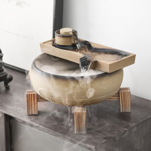 Stonewashed Flowing Water Ornaments Living Room Desktop Atomization Humidification Fountain Circulating Water Car Fengshui Wheel Office Fortune Decoration